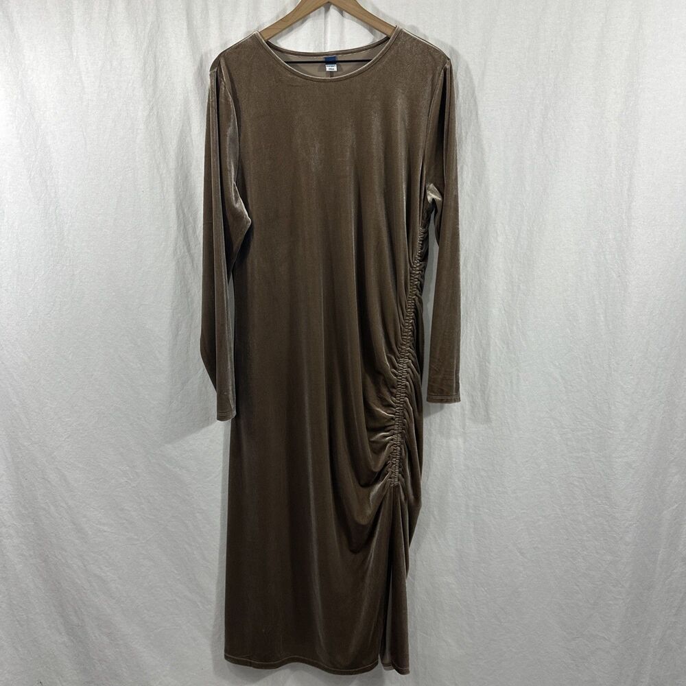 Old Navy Gold Long Sleeve Side Ruched Maxi Dress Women’s Sz XXL